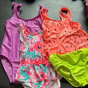 Cat & Jack Kids Swimwear Set - Purple, Coral, Pink, Neon Green